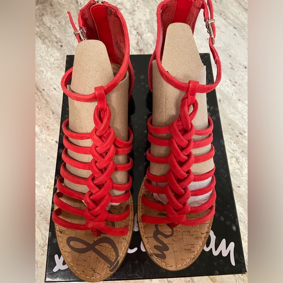 Sam Edelman Dakota, Rio Red Suede Sandals, size 9.5 - Picture 4 of 7